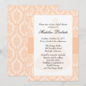 Deep Peach Damask Brautparty Einladung (Vorne/Hinten)