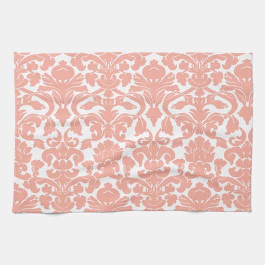 Deep Peach Damask Geschirrtuch (Horizontal)