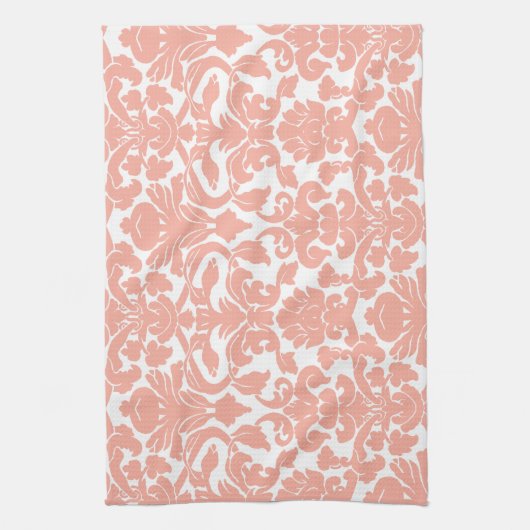 Deep Peach Damask Geschirrtuch (Vertikal)