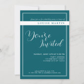 Deep Petrol Custom Birthday Einladung (Vorderseite)