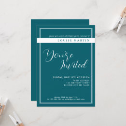 Deep Petrol Custom Birthday Einladung