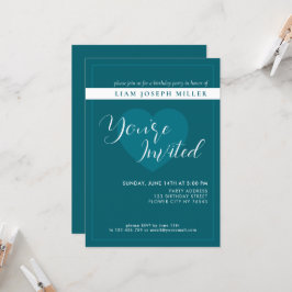 Deep Petrol Custom Script Geburtstagseinladung Einladung