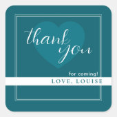 Deep Petrol Vielen Dank Herzsticker Quadratischer Aufkleber (Vorderseite)