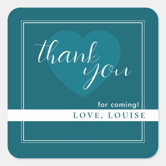 Deep Petrol Vielen Dank Herzsticker Quadratischer Aufkleber (Vorderseite)