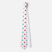 Deep Pink, Aqua, White Polka Dotted Krawatte (Vorderseite)