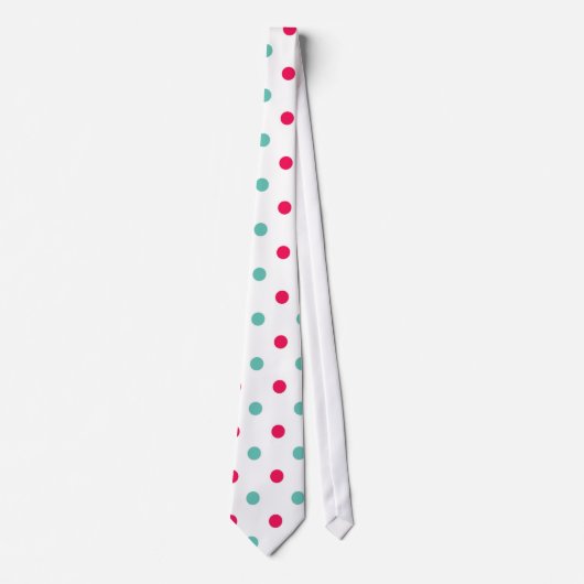 Deep Pink, Aqua, White Polka Dotted Krawatte (Vorderseite)