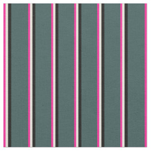 Deep Pink, Beige, Schwarz und Dunkles Schiefergrau Stoff