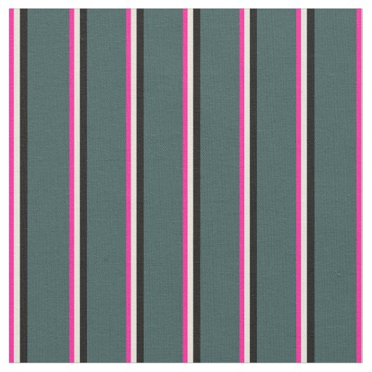 Deep Pink, Beige, Schwarz und Dunkles Schiefergrau Stoff (Nahaufnahme)