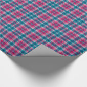 Deep Pink Blue Tartan Kariert Gingham Pattern Geschenkpapier (Ecke)