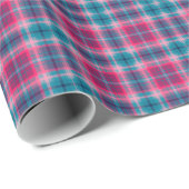 Deep Pink Blue Tartan Kariert Gingham Pattern Geschenkpapier (Rolleneckpunkt)
