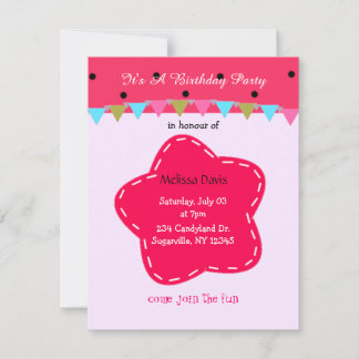 Deep Pink Blume und Dots Geburtstag Einladung
