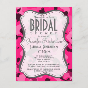 Deep Pink Camouflage; Camouflage Einladungspostkarte