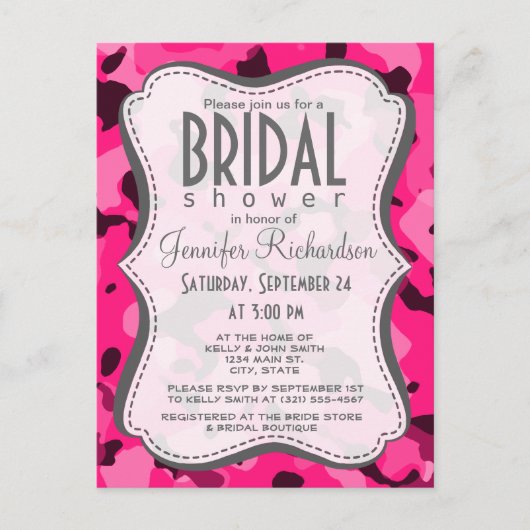 Deep Pink Camouflage; Camouflage Einladungspostkarte (Vorderseite)