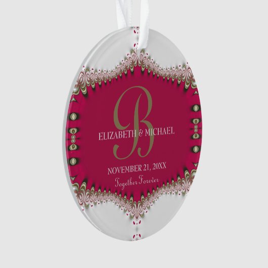 Deep Pink Creme Lace Wedding Anniversary Keepake Ornament (Vorderseite)