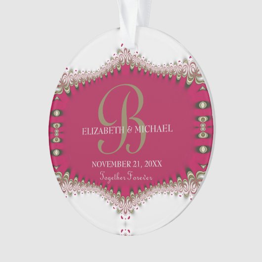 Deep Pink Creme Lace Wedding Anniversary Keepake Ornament (Vorderseite)