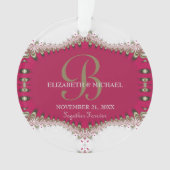Deep Pink Creme Lace Wedding Anniversary Keepake Ornament (Vorderseite)