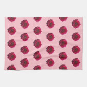 Deep Pink Dahlia Blume Nahtloses Muster auf Geschirrtuch (Horizontal)