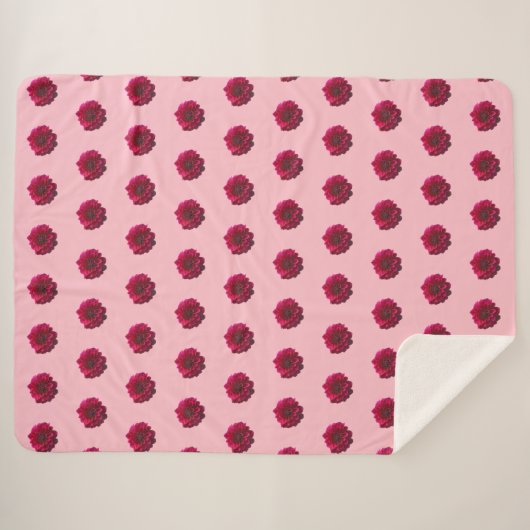 Deep Pink Dahlia Blume Nahtloses Muster auf Sherpadecke (Vorderseite (Horizontal))