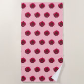 Deep Pink Dahlia Blume Nahtloses Muster auf Strandtuch (Vorderseite)