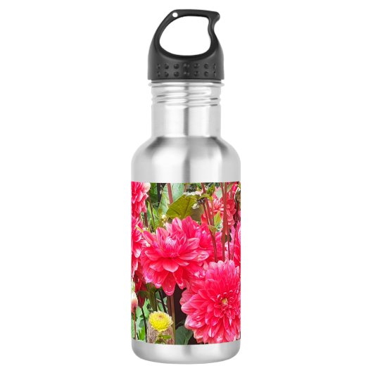 Deep Pink Dahlias Wasserflasche (Vorderseite)