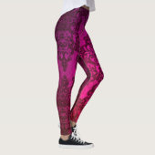 Deep Pink Extravagant Damask Boho Style Leggings (Rechts)