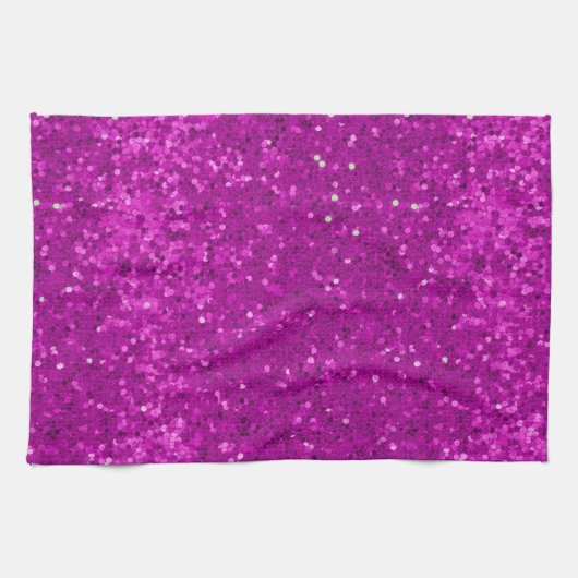 Deep Pink Glam Faux Glitter Pattern Geschirrtuch (Horizontal)