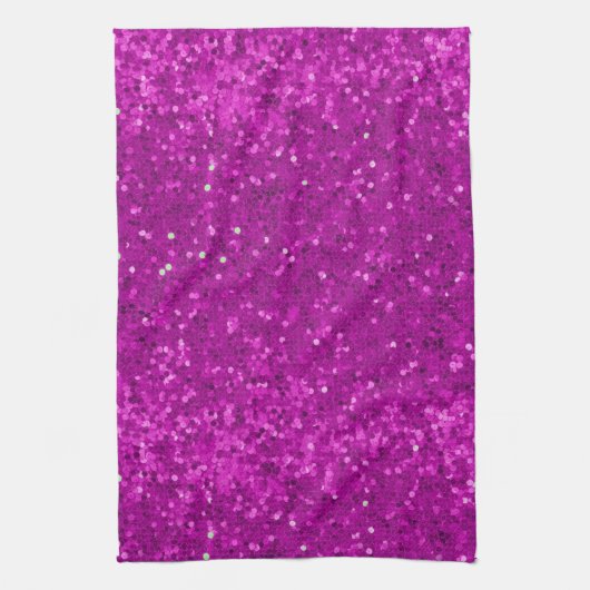 Deep Pink Glam Faux Glitter Pattern Geschirrtuch (Vertikal)