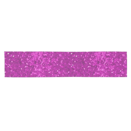 Deep Pink Glam Faux Glitter Pattern Kurzer Tischläufer (Horizontal)