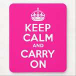 Deep Pink halten Sie sich ruhig und fahren fort Mousepad<br><div class="desc">Deep rosa und weiß "Keep Calm and Carry On" moderne Version des klassischen Posters. Dies ist ein Schatten von Rosa die HTML-Programmiersprache.</div>