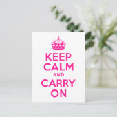 Deep Pink halten Sie sich ruhig und fahren fort Postkarte (Stehend Vorderseite)