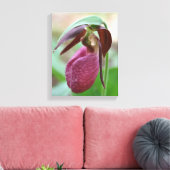 Deep Pink Lady Slipper Orchid Blume Leinwanddruck (Insitu (Wohnzimmer))