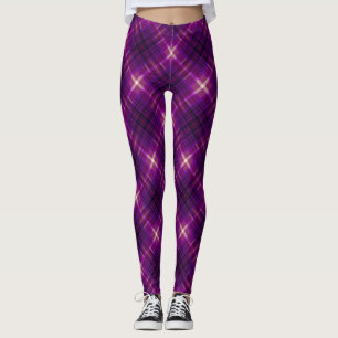 Deep Pink Lila Modern Tartan Leggings