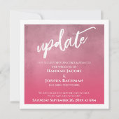 Deep Pink Ombre Hochzeitsupdate-Karte verschoben Einladung (Vorderseite)