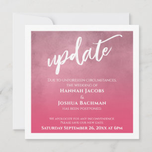 Deep Pink Ombre Hochzeitsupdate-Karte verschoben Einladung