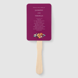 deep pink orange  Floral Wedding Ceremony Fan Fächer