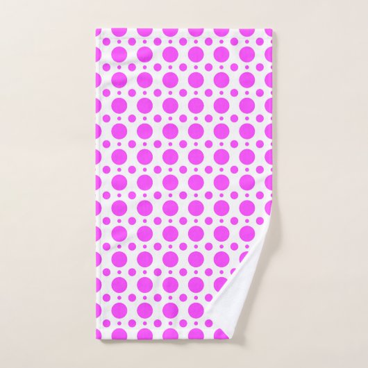 Deep Pink Polka Dot and Solid Bath Towel Set (Handtuch)