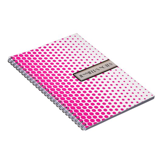 Deep Pink Polka Dot Elegant Modernes Weiß Notizblock (Rechte Seite)
