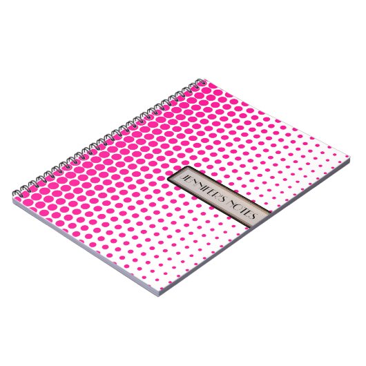 Deep Pink Polka Dot Elegant Modernes Weiß Notizblock (Linke Seite)