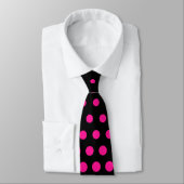 Deep Pink Polka Dot Modernes Schwarz Krawatte (Gebunden)