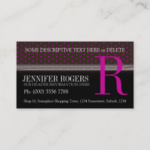 Deep Pink Polka Dots Pattern Black Business Cards Visitenkarte