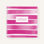 Deep Pink Sketchbook Stripes Your Name Journal Notizblock (Vorderseite)