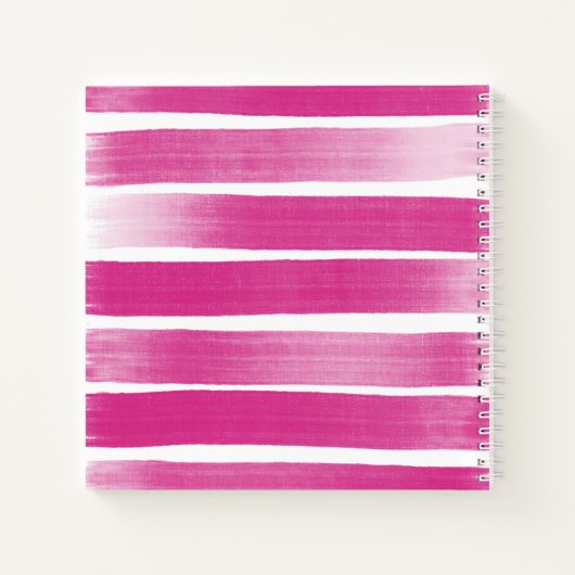 Deep Pink Sketchbook Stripes Your Name Journal Notizblock (Rückseite)