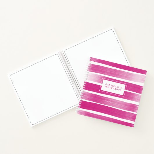 Deep Pink Sketchbook Stripes Your Name Journal Notizblock (Innenseite)