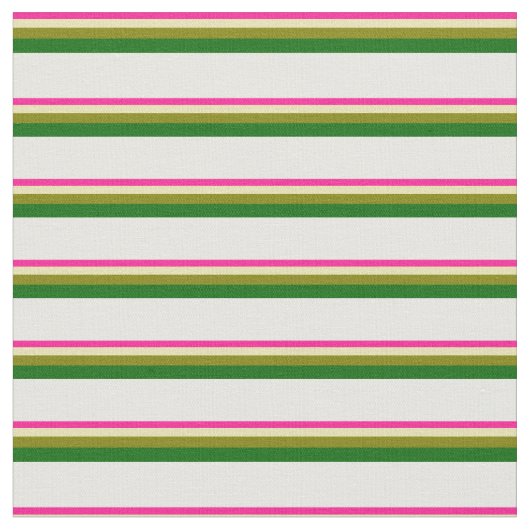 Deep Pink, Tan, Green, Dunkelgrün und Weiß Stoff (Nahaufnahme)