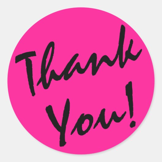 Deep Pink und Black Vielen Dank Runder Aufkleber (Vorderseite)