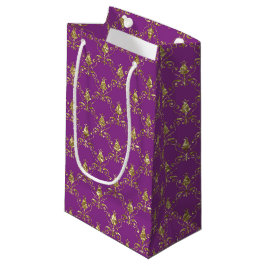 Deep Pink und Gold Damask Geschenktasche Kleine Geschenktüte