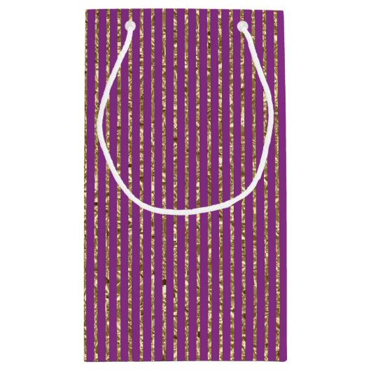 Deep Pink und Gold Streifen Geschenktasche Kleine Geschenktüte (Rückseite)