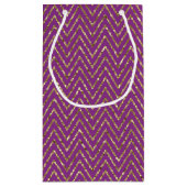 Deep Pink und Gold Zig-Zags Geschenktasche Kleine Geschenktüte (Rückseite)