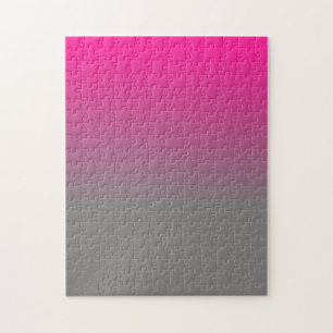 Deep Pink und Grau Ombre Muster Puzzle