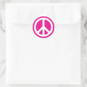 Deep Pink und White Peace Symbol Runder Aufkleber (Tasche)
